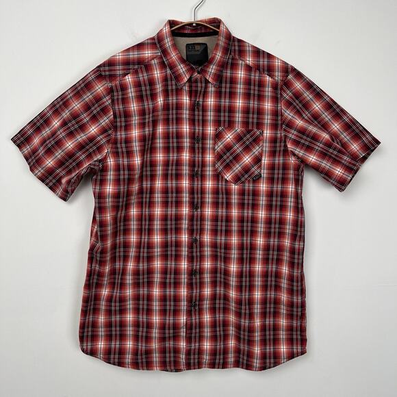 5.11 TACTICAL Men’s Size Medium Red Plaid Breaker Short Sleeve Snap Shirt - Picture 1 of 8